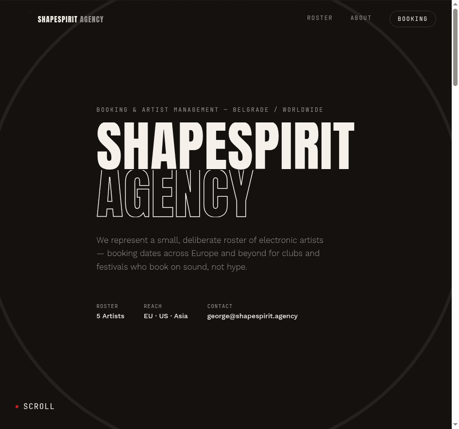 Shapespirit Agency website homepage designed and developed by BITAN